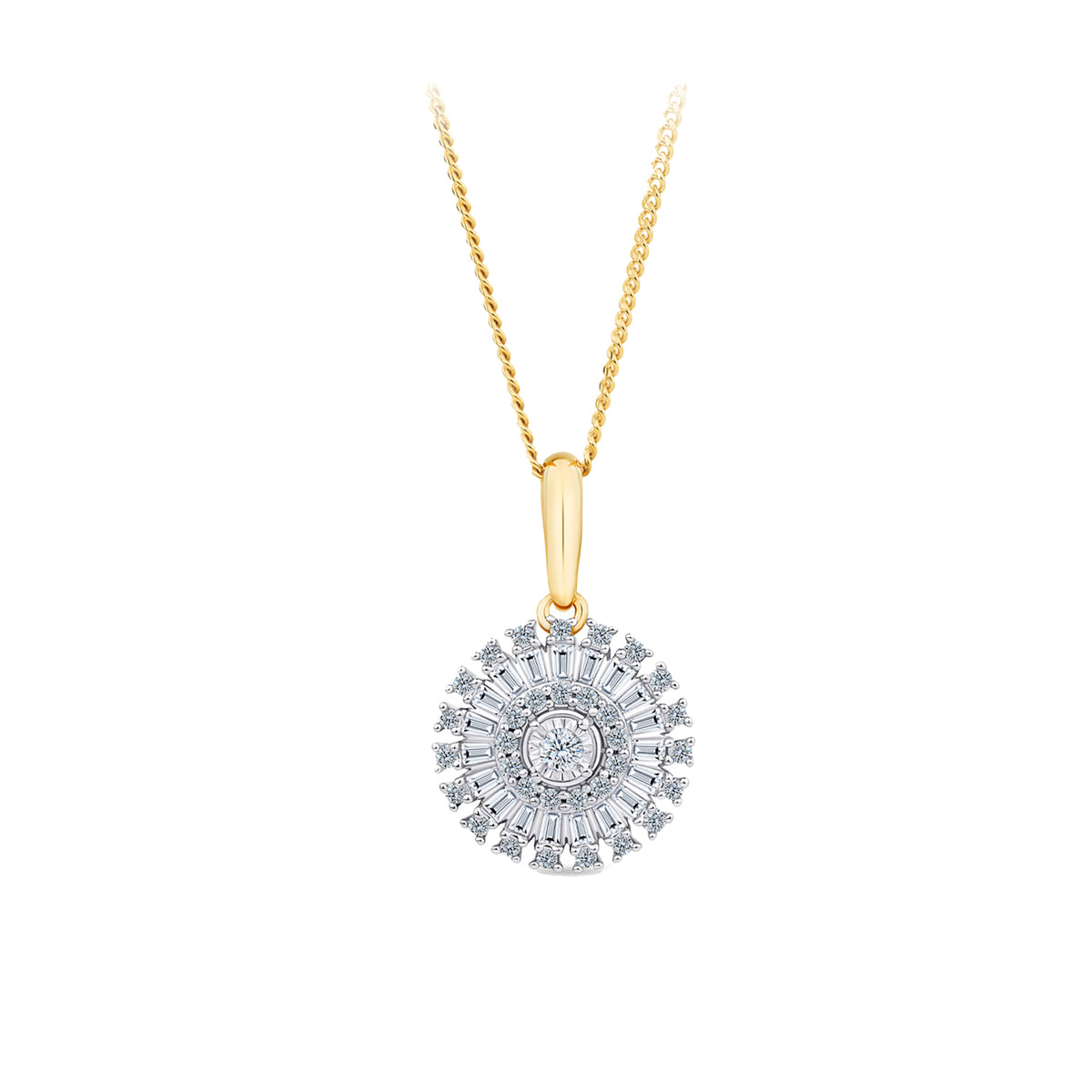 0.24ct TW Diamond Halo Pendant in 9ct Yellow and White Gold