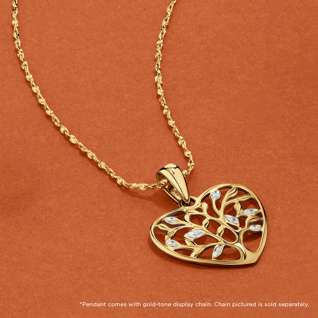 TW 0.0090 Diamond Tree of Life Pendant in 9ct Yellow Gold