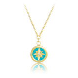 Diamond Star and Aqua Necklace set in 9ct Yellow Gold