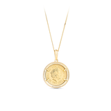 0.15ct TW 22ct Yellow Gold Half Sovereign in 9ct Yellow Gold Pendant Frame