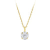 Front-on view of the Wallace Bishop Essence 0.50 TDW Round Diamond Solitaire Pendant With Chain in 9ct Yellow Gold, reference 3PBRI05Y, measuring 11.30mm in length on a cable chain with a parrot clasp. The pendant features a single natural round diamond suspended from a bale.