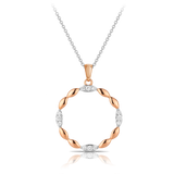 Diamond Circle Pendant in 9ct White and Rose Gold TGW 0.25ct