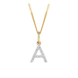 Initial Diamond Pendant in 9ct Yellow Gold
