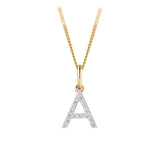 Initial Diamond Pendant in 9ct Yellow Gold