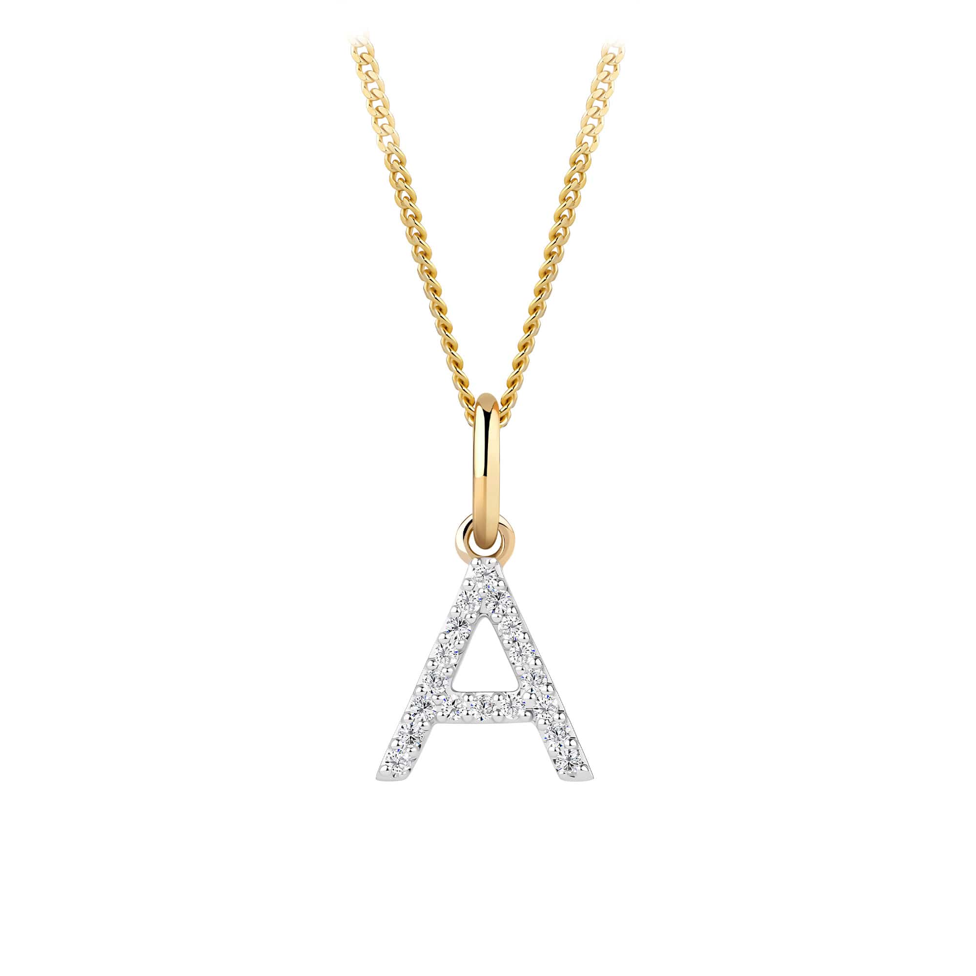 Initial Diamond Pendant in 9ct Yellow Gold