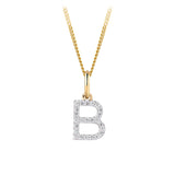 Initial Diamond Pendant in 9ct Yellow Gold