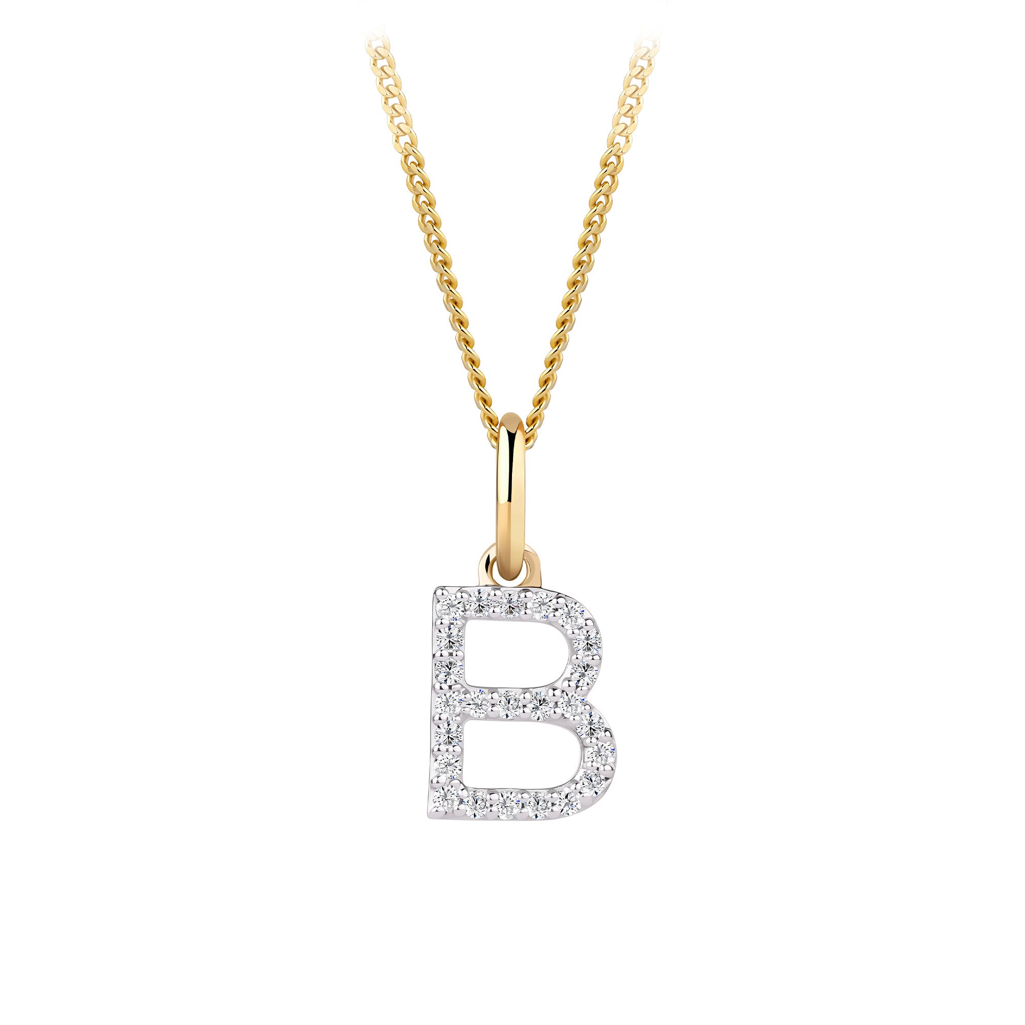 Initial Diamond Pendant in 9ct Yellow Gold
