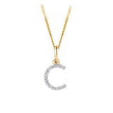 Initial Diamond Pendant in 9ct Yellow Gold