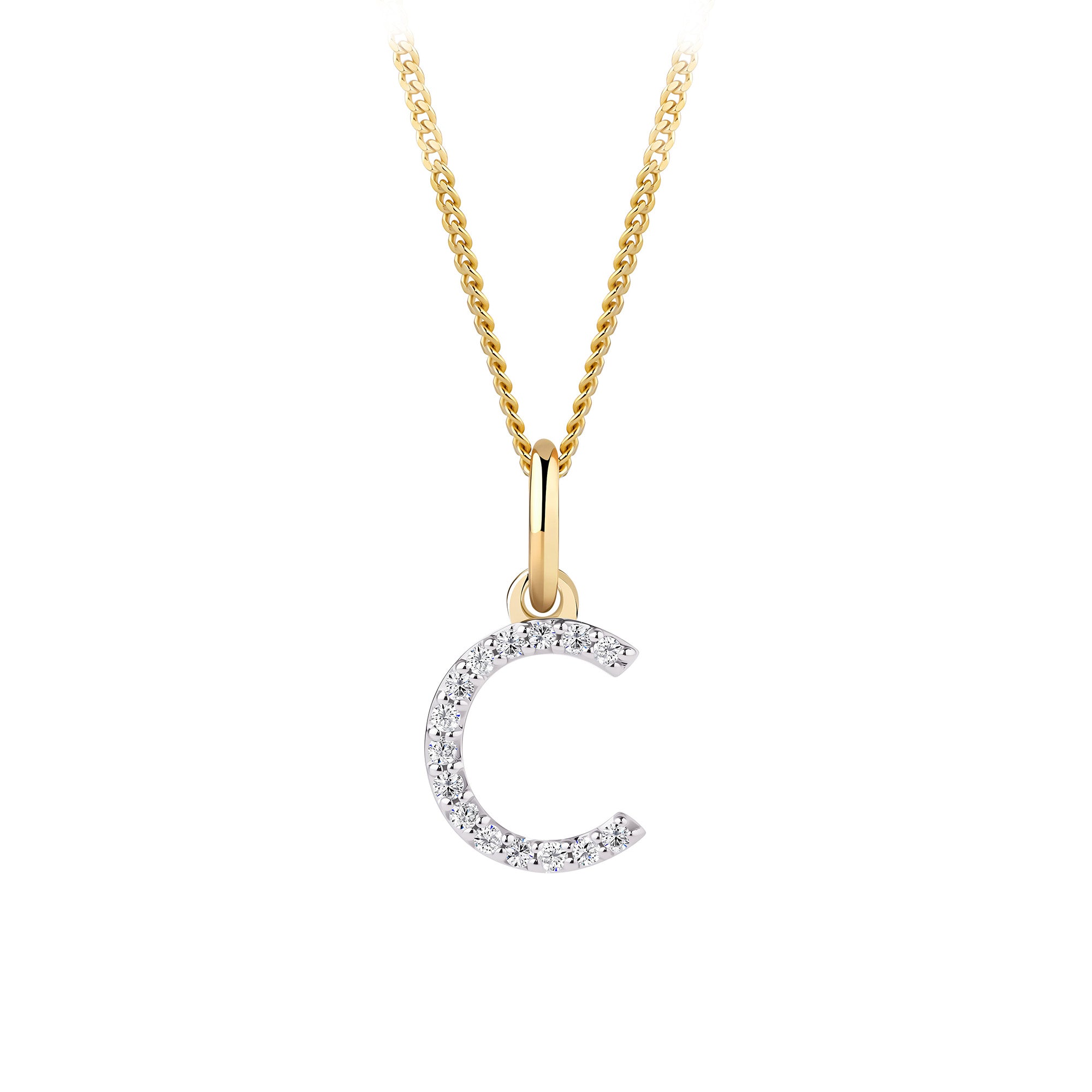 Initial Diamond Pendant in 9ct Yellow Gold