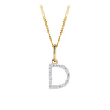 Initial Diamond Pendant in 9ct Yellow Gold
