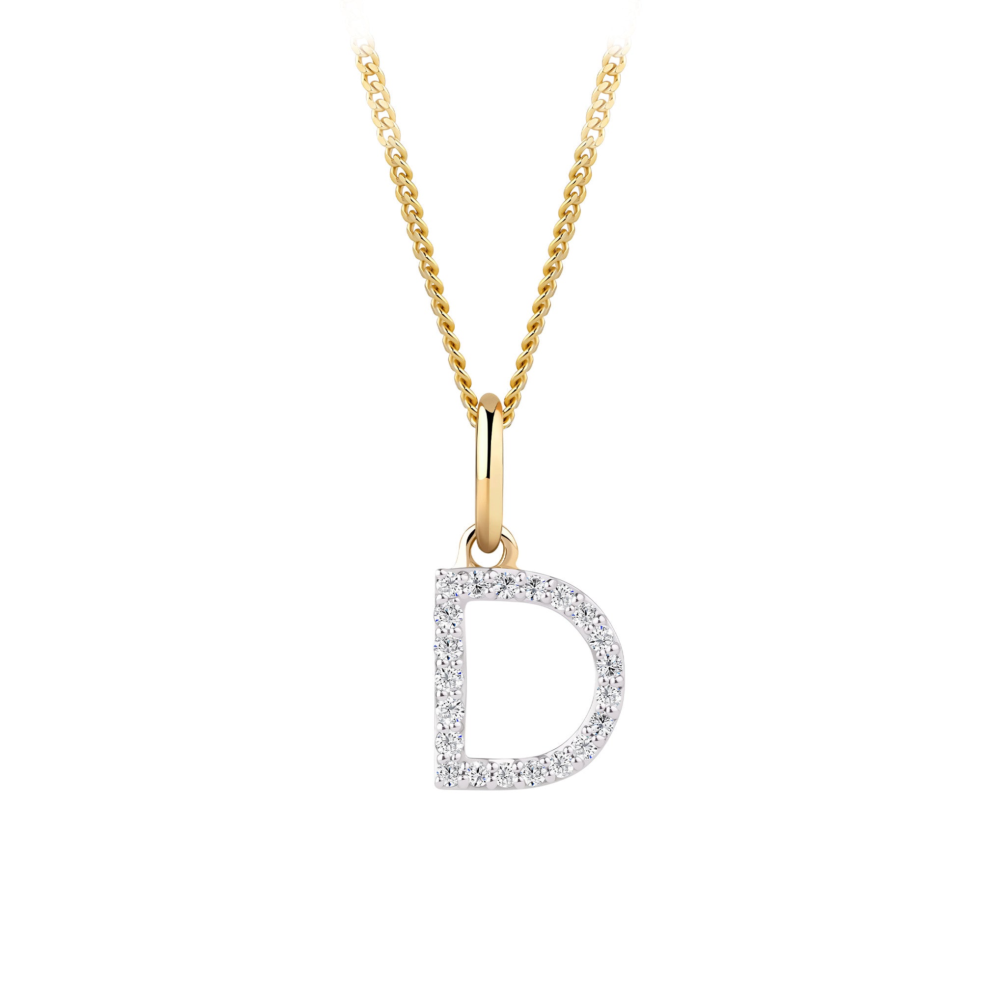 Initial Diamond Pendant in 9ct Yellow Gold