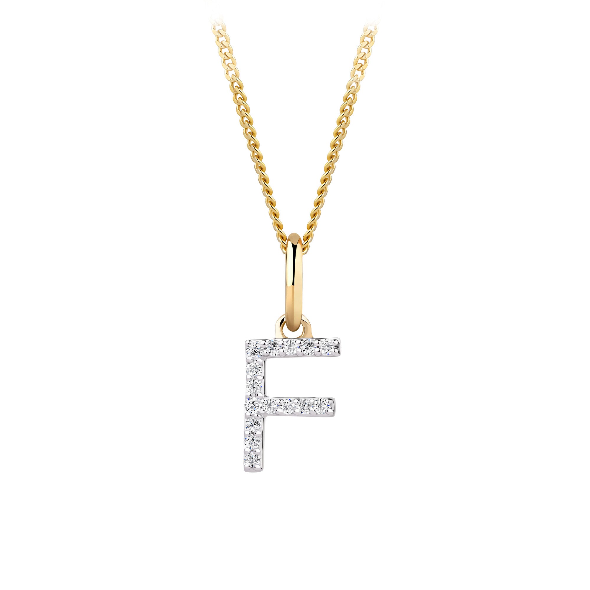Initial Diamond Pendant in 9ct Yellow Gold