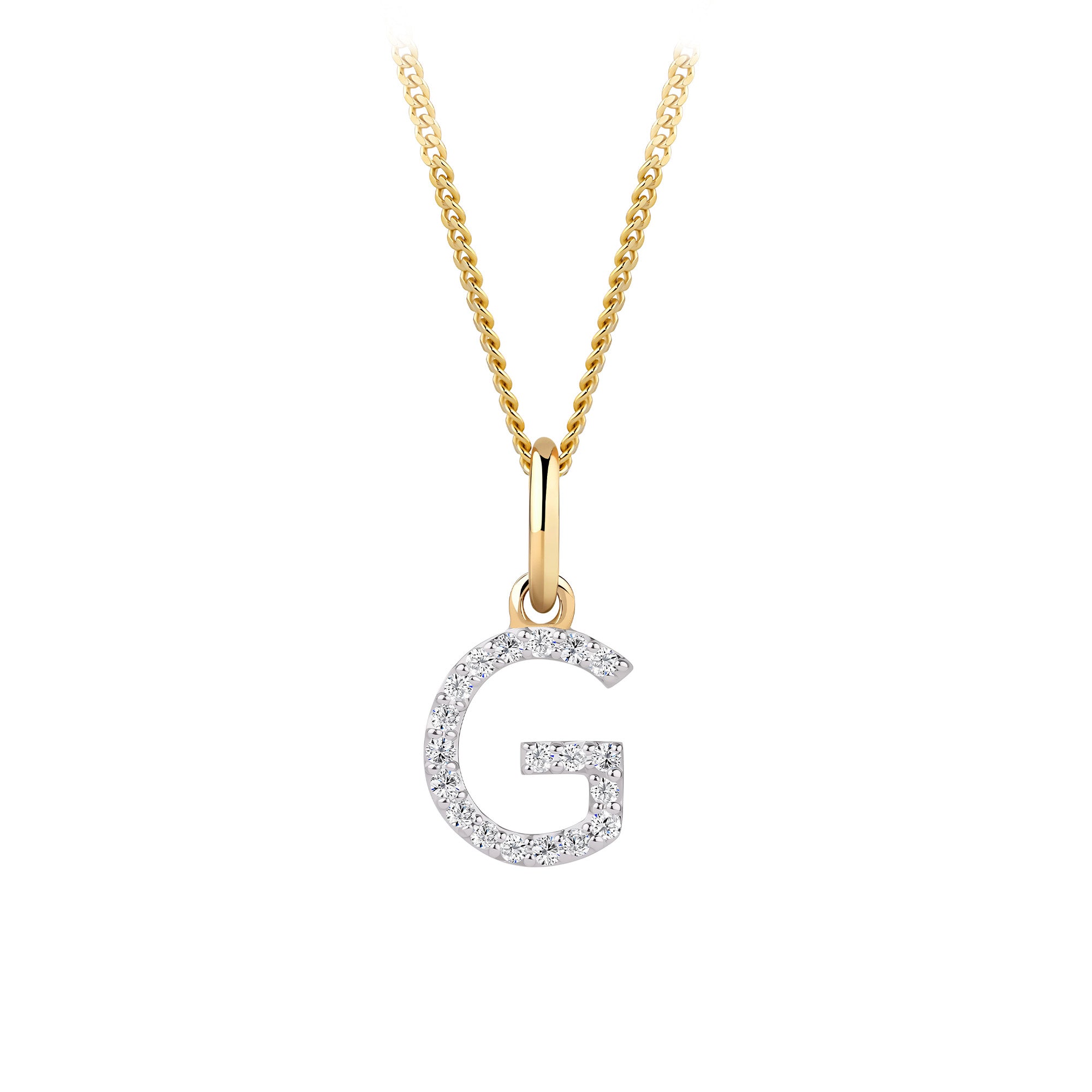 Initial Diamond Pendant in 9ct Yellow Gold