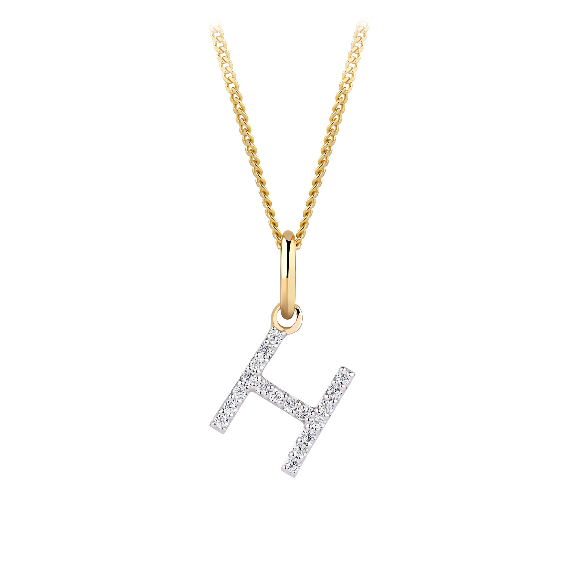Initial Diamond Pendant in 9ct Yellow Gold