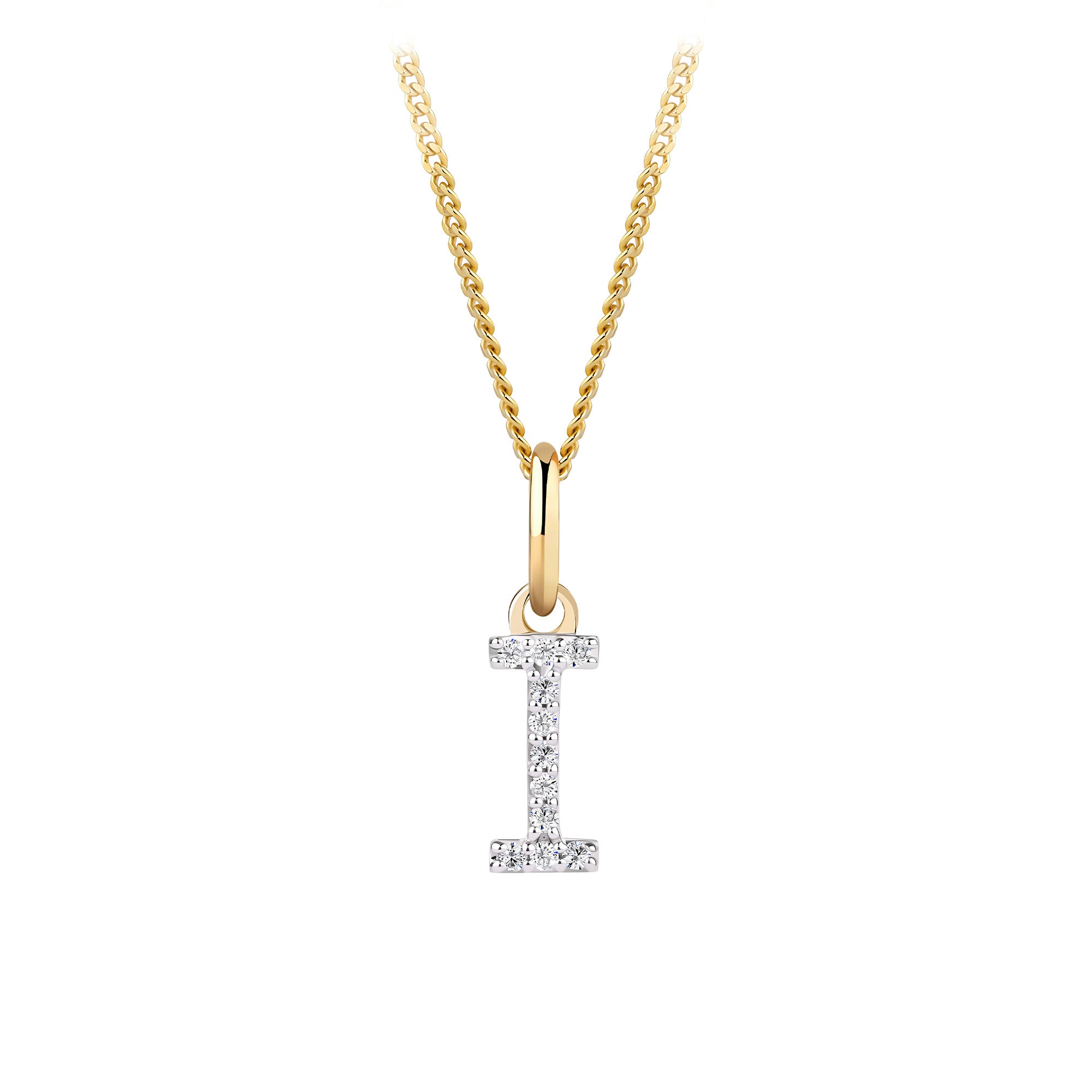 Initial Diamond Pendant in 9ct Yellow Gold