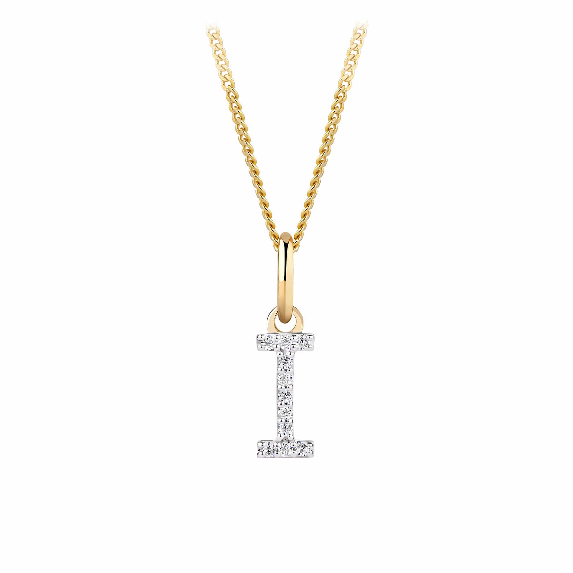 Initial Diamond Pendant in 9ct Yellow Gold