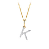 Initial Diamond Pendant in 9ct Yellow Gold