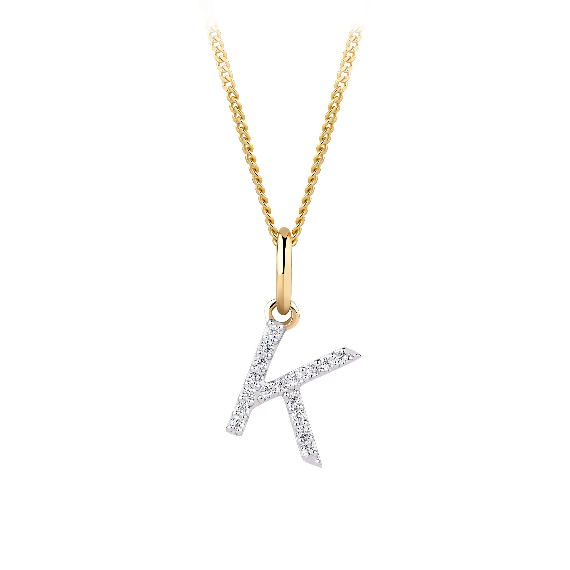 Initial Diamond Pendant in 9ct Yellow Gold