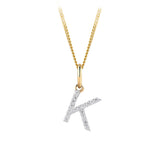 Initial Diamond Pendant in 9ct Yellow Gold