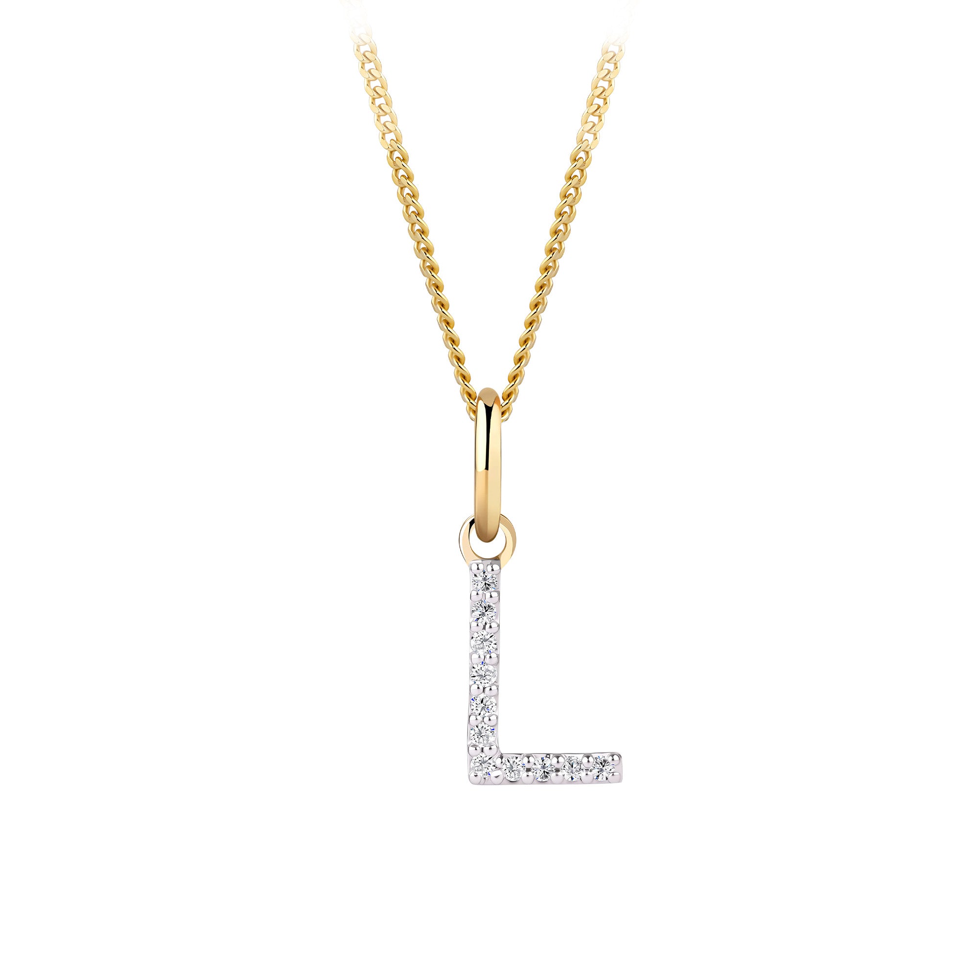 Initial Diamond Pendant in 9ct Yellow Gold