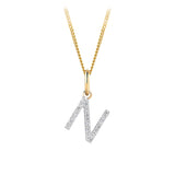 Initial Diamond Pendant in 9ct Yellow Gold