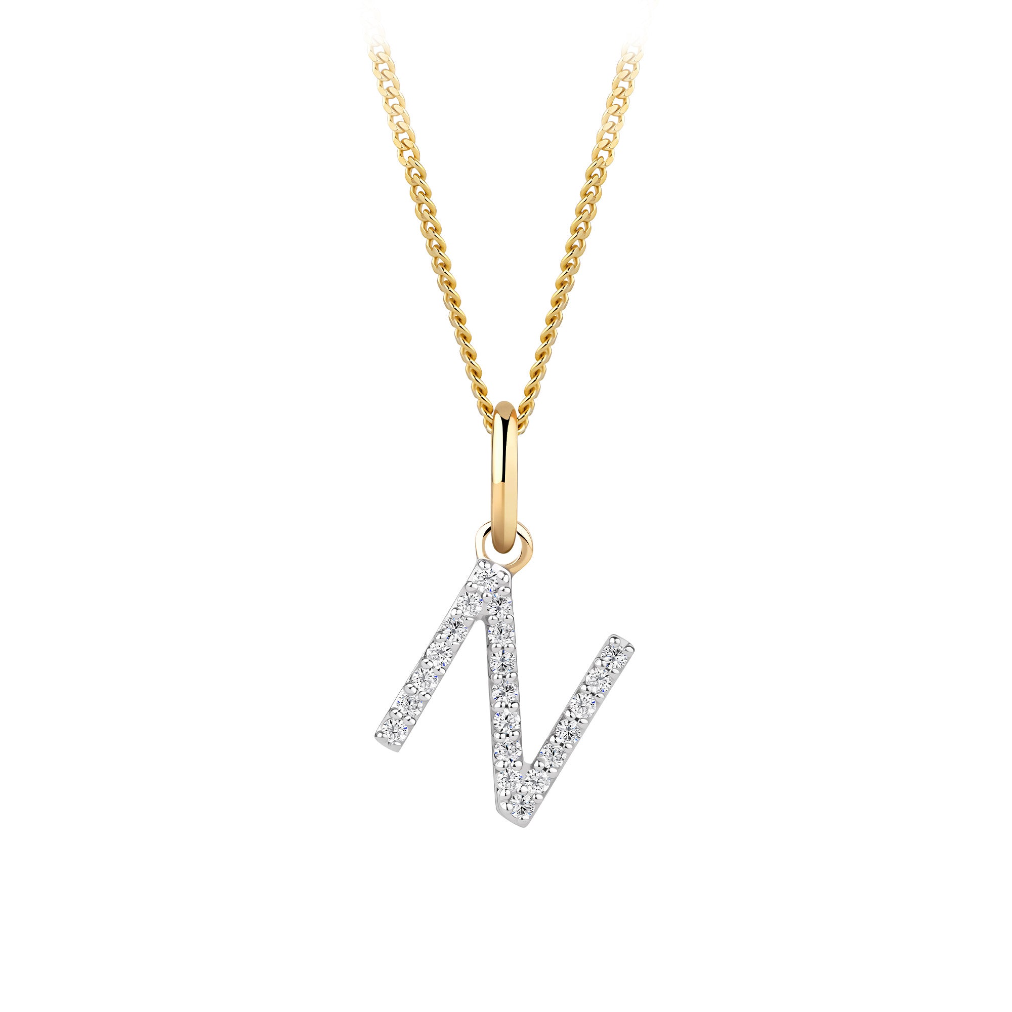 Initial Diamond Pendant in 9ct Yellow Gold