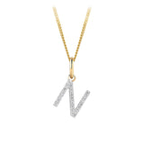 Initial Diamond Pendant in 9ct Yellow Gold