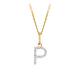 Initial Diamond Pendant in 9ct Yellow Gold