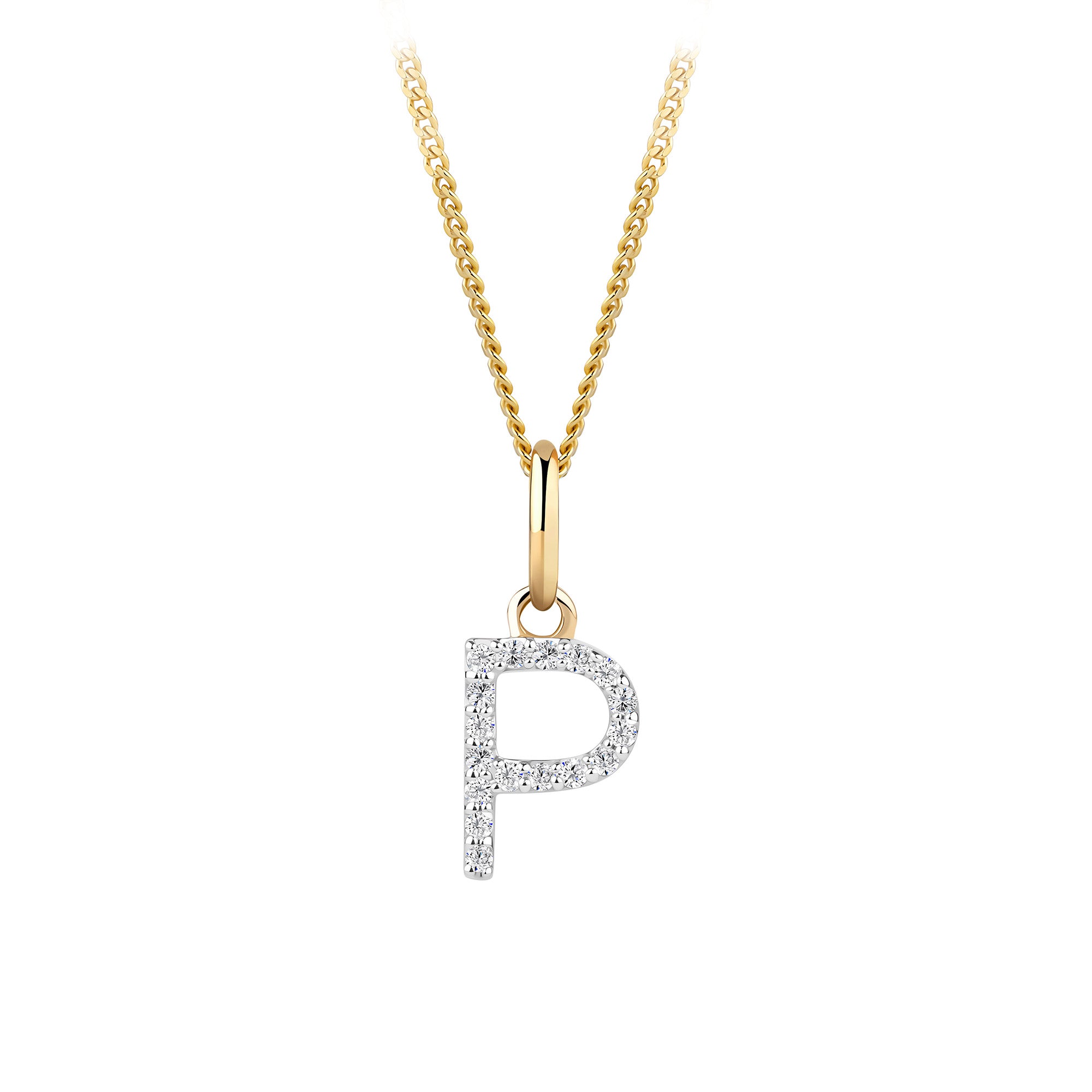Initial Diamond Pendant in 9ct Yellow Gold