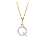 Initial Diamond Pendant in 9ct Yellow Gold