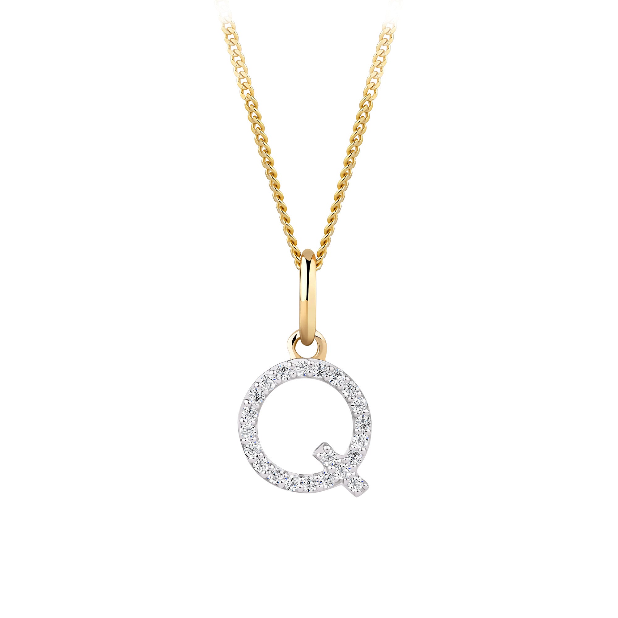 Initial Diamond Pendant in 9ct Yellow Gold