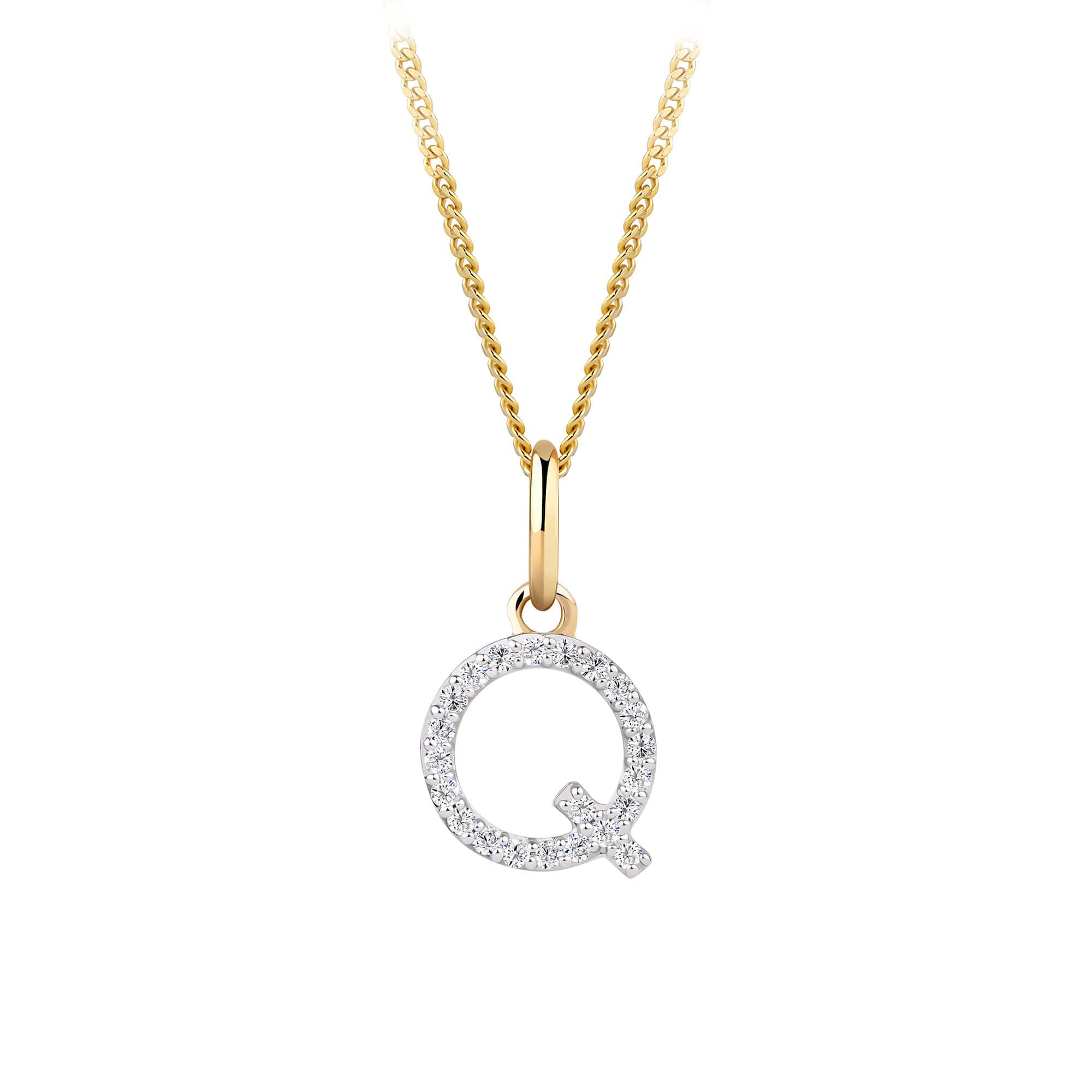 Initial Diamond Pendant in 9ct Yellow Gold