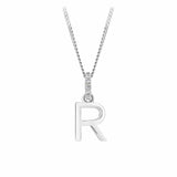 Initial Diamond Bail Pendant in Sterling Silver