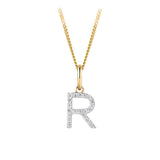 Initial Diamond Pendant in 9ct Yellow Gold