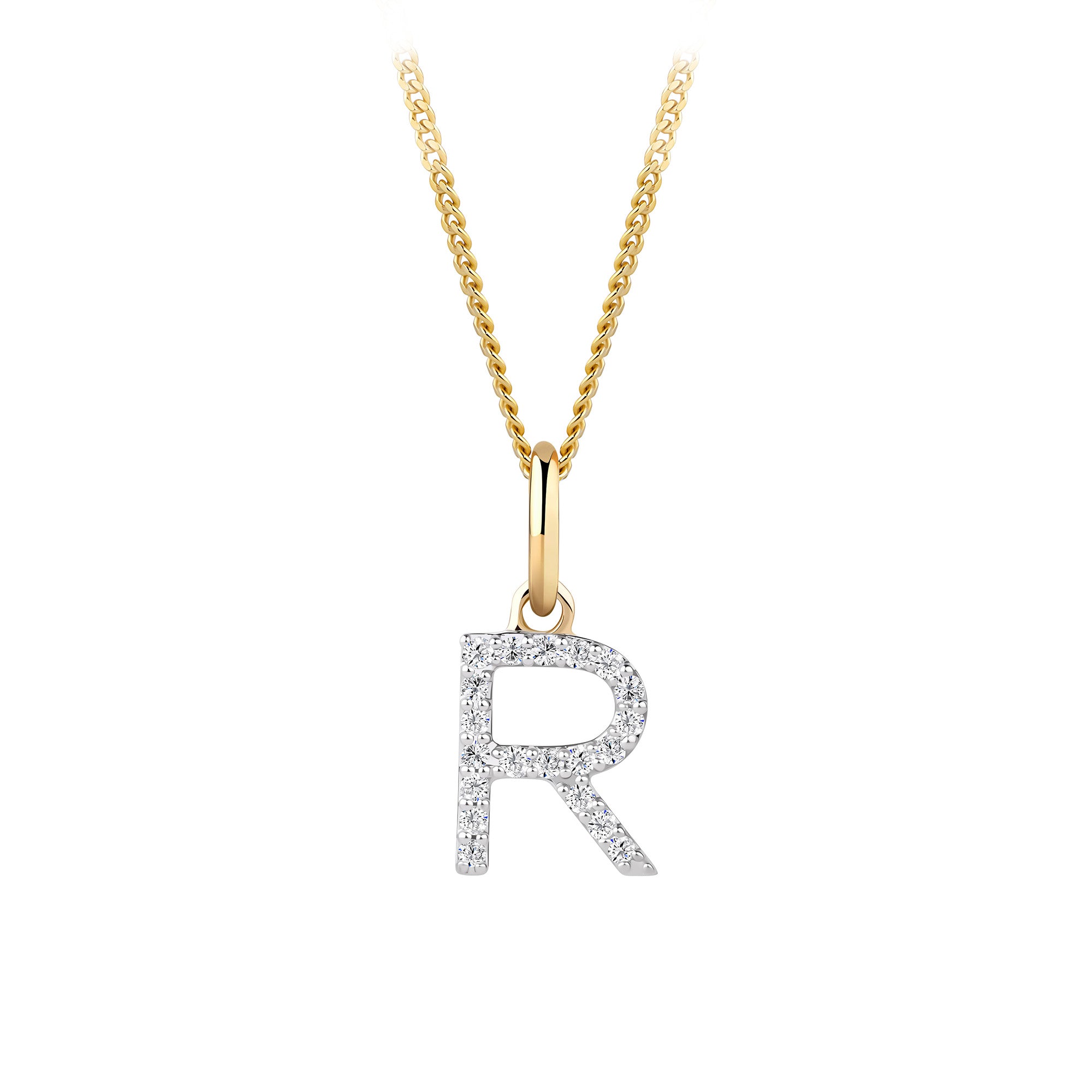 Initial Diamond Pendant in 9ct Yellow Gold
