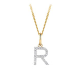 Initial Diamond Pendant in 9ct Yellow Gold