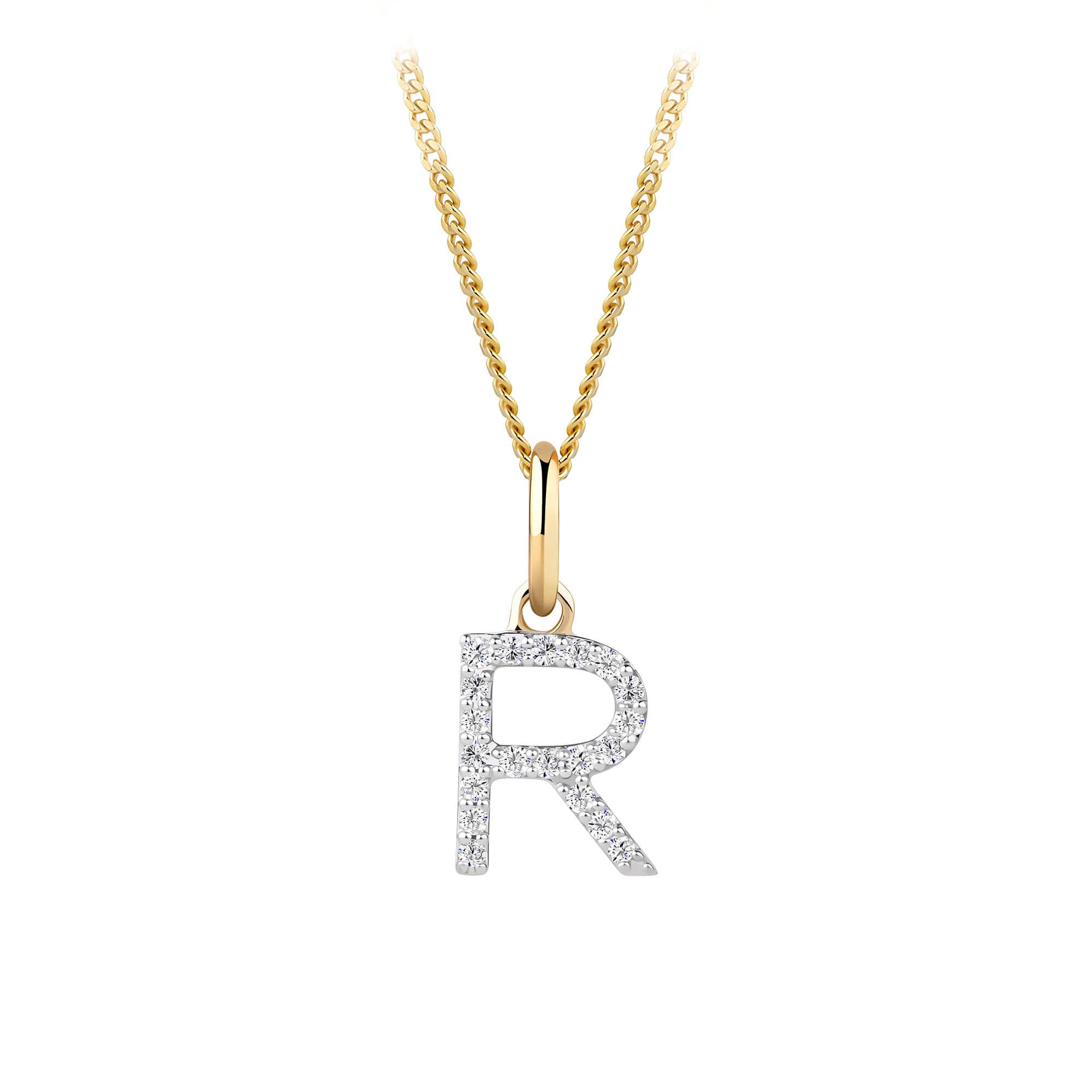 Initial Diamond Pendant in 9ct Yellow Gold