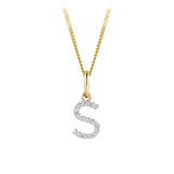 Initial Diamond Pendant in 9ct Yellow Gold