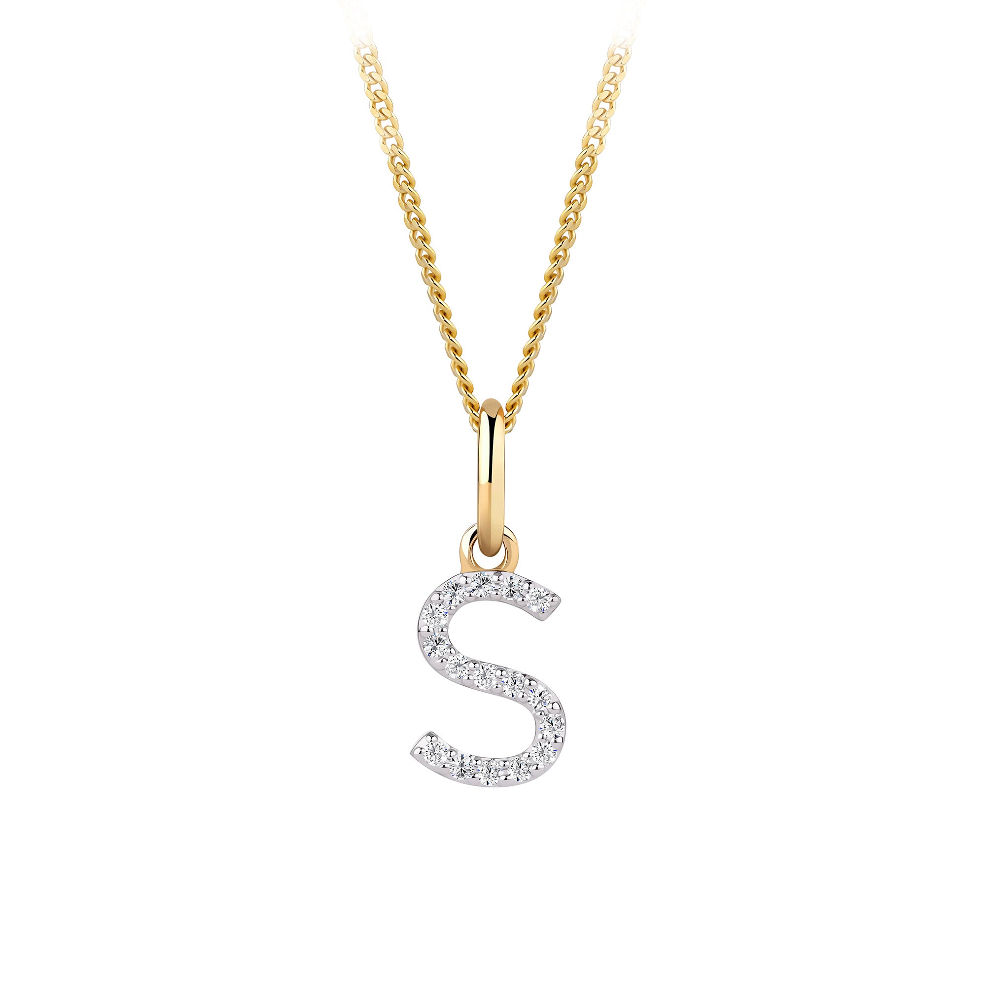 Initial Diamond Pendant in 9ct Yellow Gold