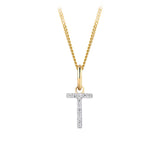 Initial Diamond Pendant in 9ct Yellow Gold