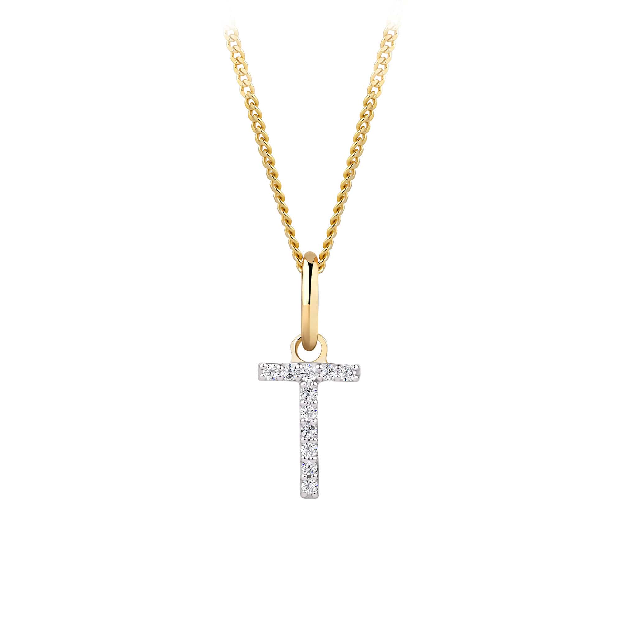 Initial Diamond Pendant in 9ct Yellow Gold