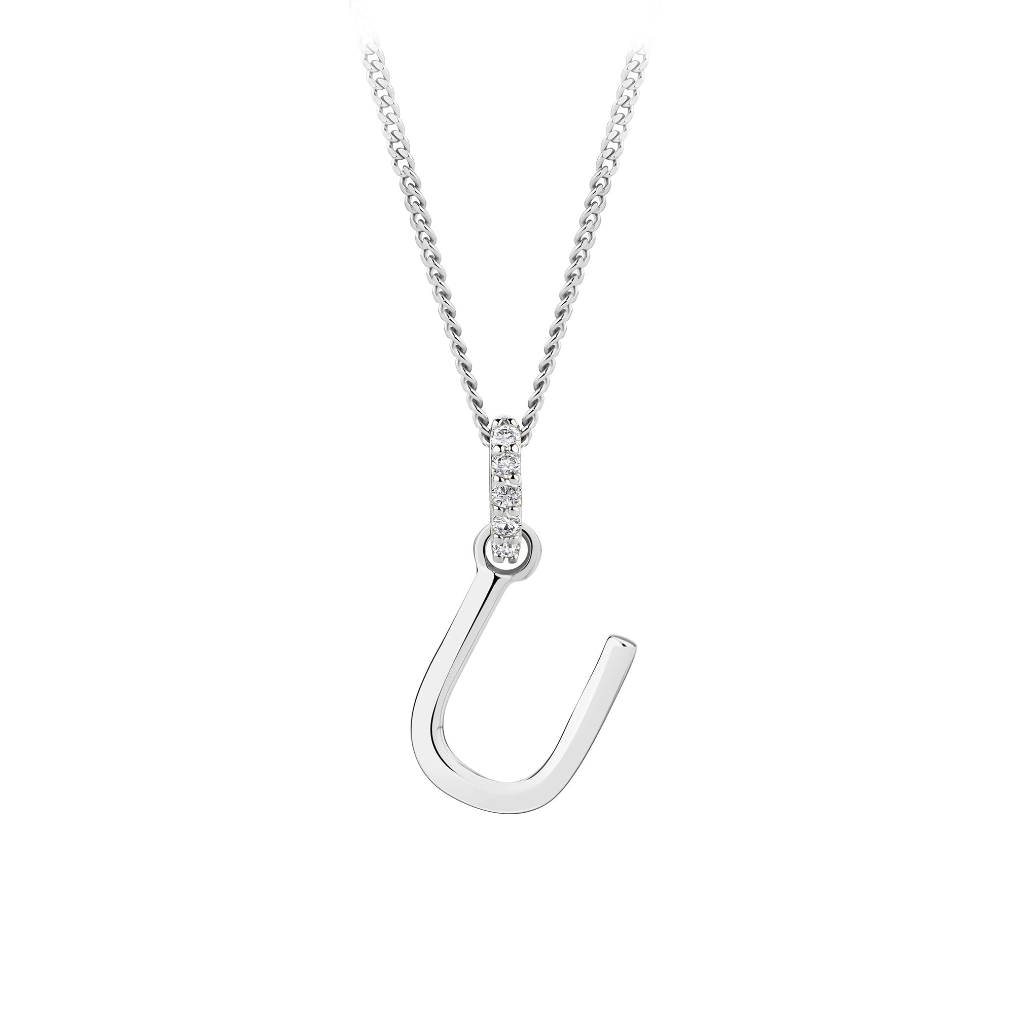 Initial Diamond Bail Pendant in Sterling Silver