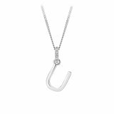Initial Diamond Bail Pendant in Sterling Silver