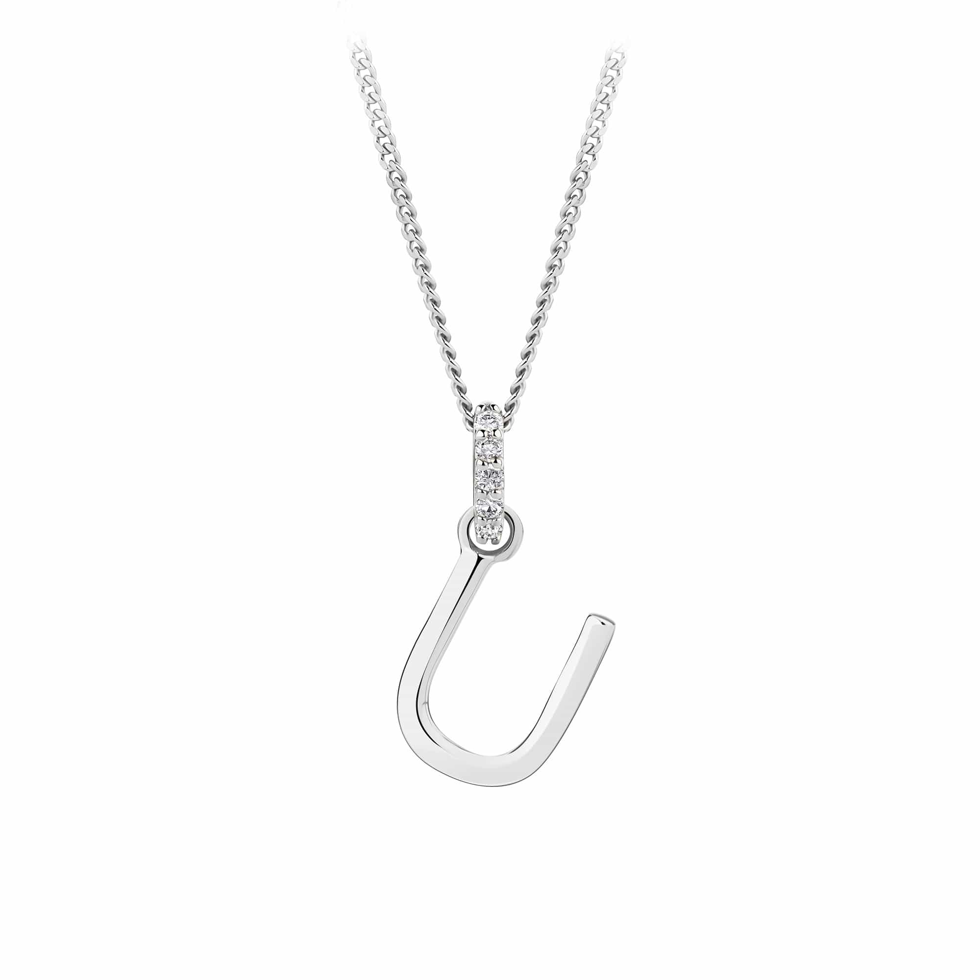 Initial Diamond Bail Pendant in Sterling Silver