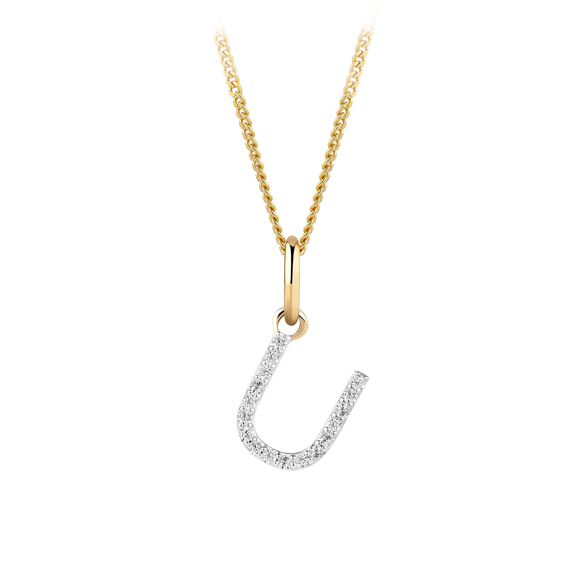 Initial Diamond Pendant in 9ct Yellow Gold