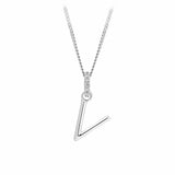 Initial Diamond Bail Pendant in Sterling Silver