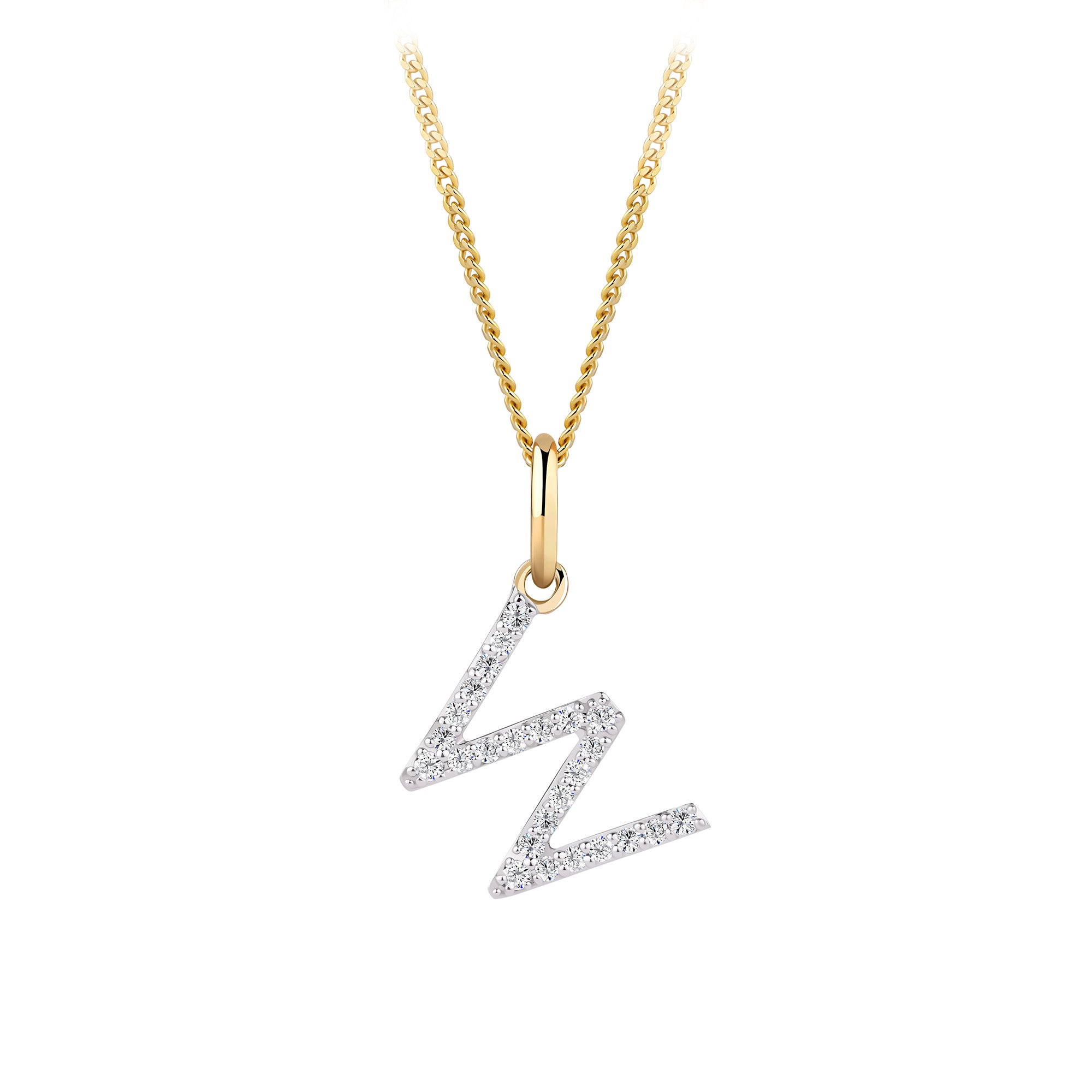 Initial Diamond Pendant in 9ct Yellow Gold