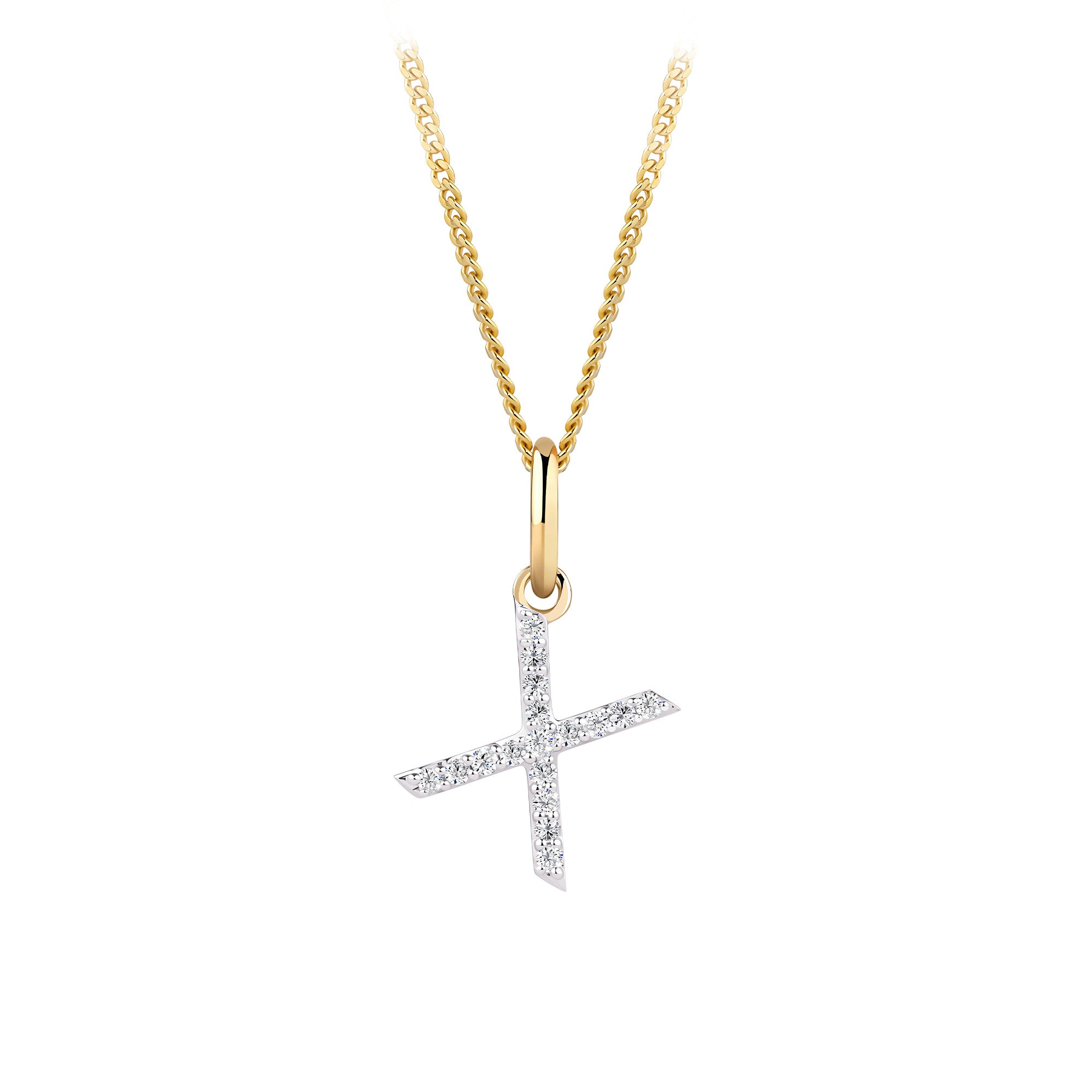 Initial Diamond Pendant in 9ct Yellow Gold