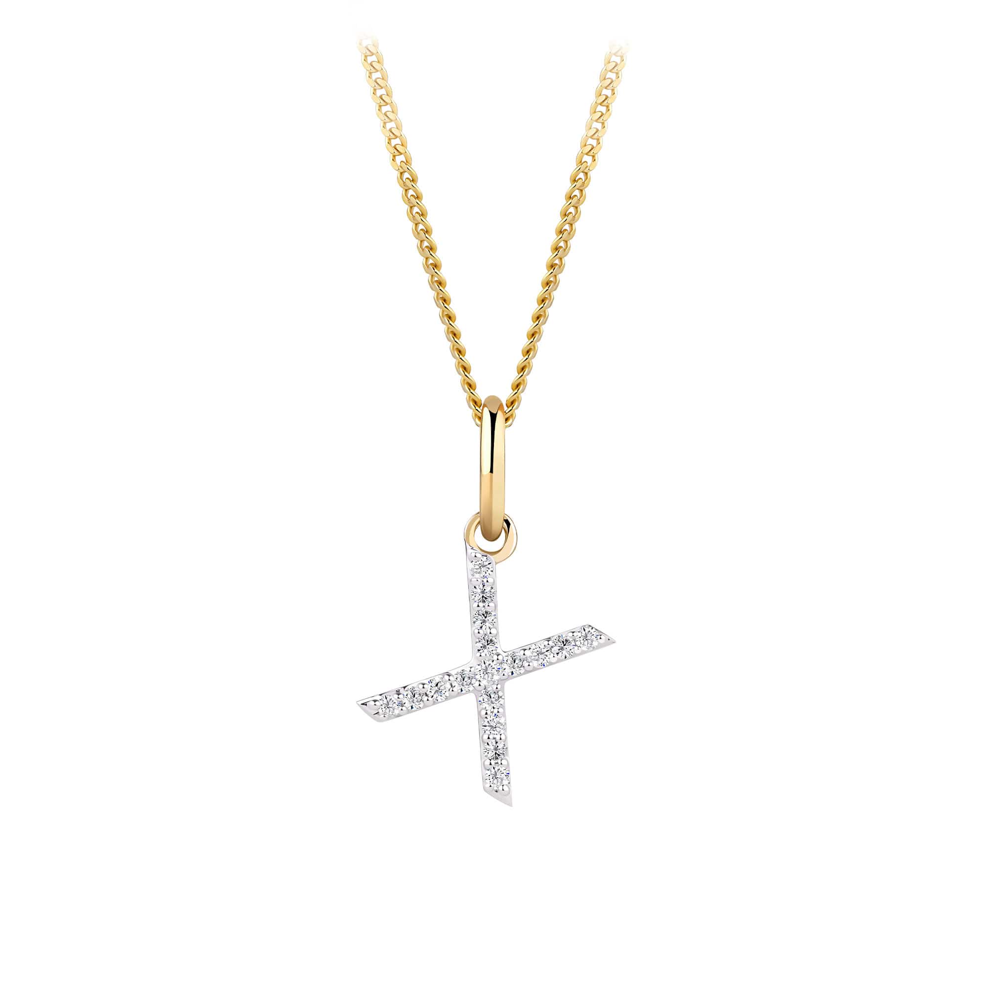 Initial Diamond Pendant in 9ct Yellow Gold