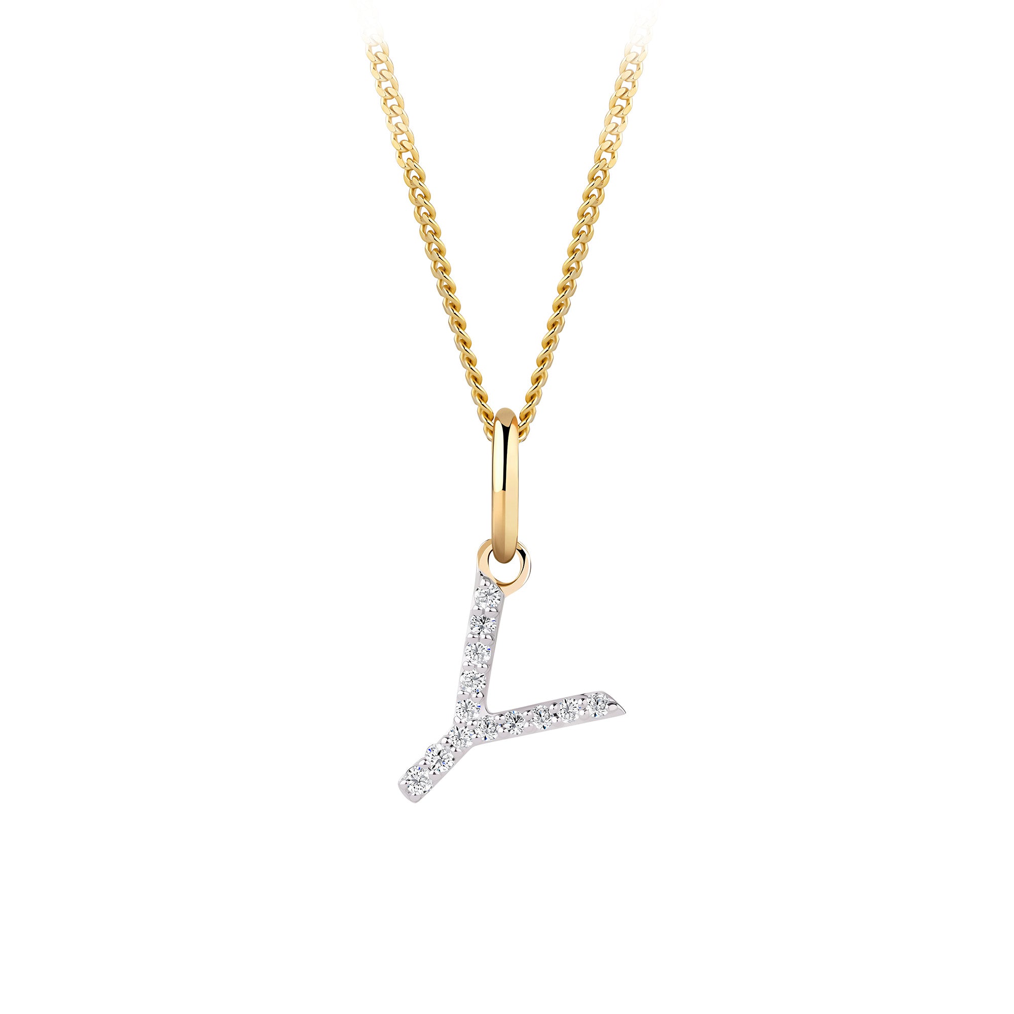 Initial Diamond Pendant in 9ct Yellow Gold
